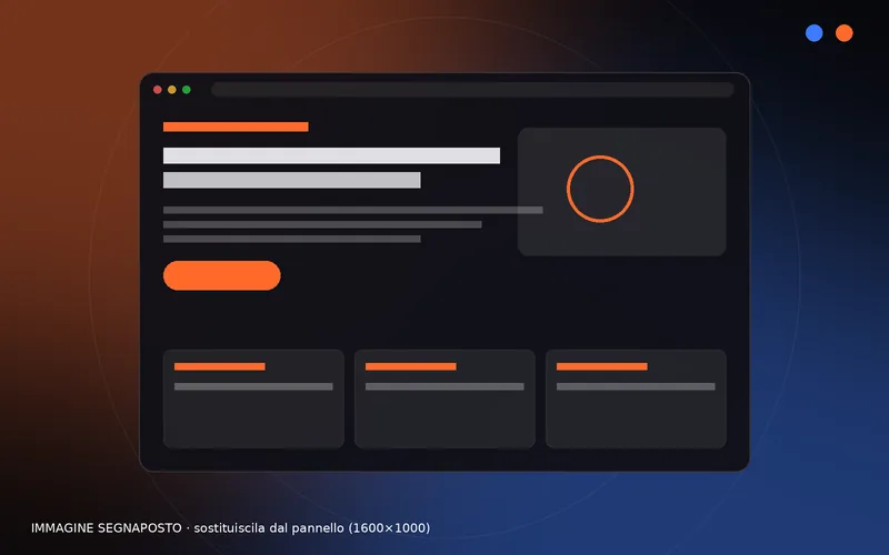 Sito web mostrato in una finestra del browser, su sfondo scuro